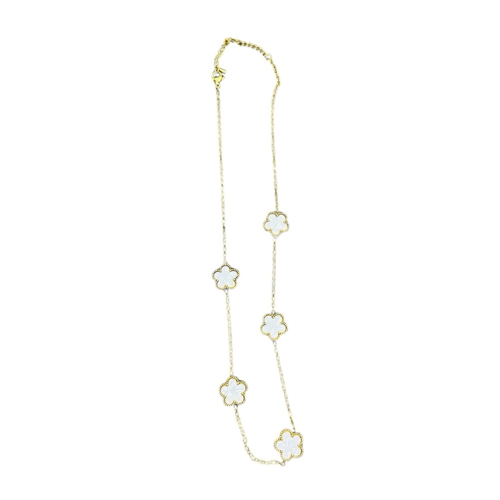 Gold and White Floral Necklace